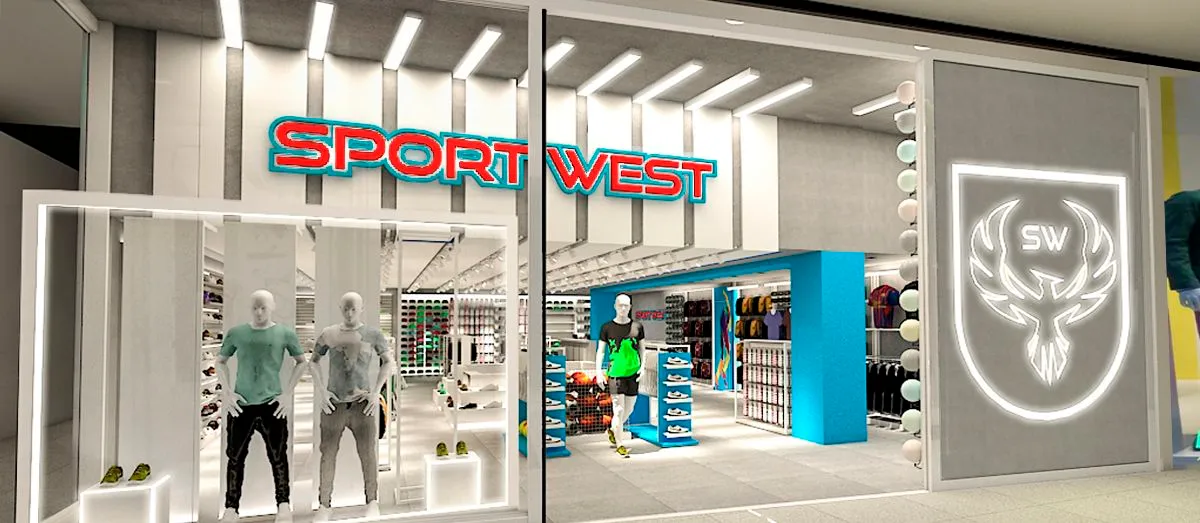Perspectiva da fachada da loja Sport West no Rio de Janeiro